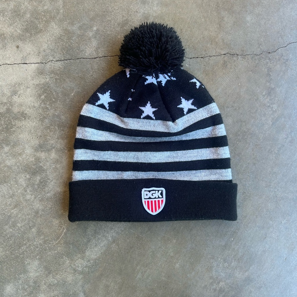 DGK Black and Gray Star Striped Beanie